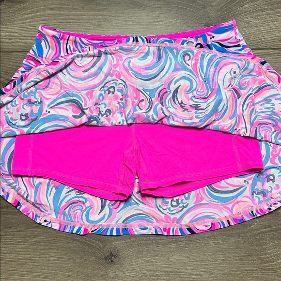 Lilly Pulitzer Luxletic 13" Multicolor Tennis Pocket Skirt Skort Pink Blue Small - Picture 4 of 11